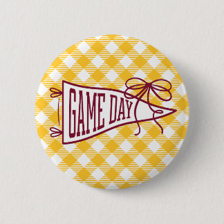 Burgundy & Gold Gingham Match Day Vimpel Knapp