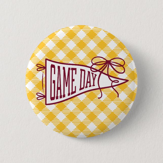 Burgundy & Gold Gingham Match Day Vimpel  Knapp (Framsida)