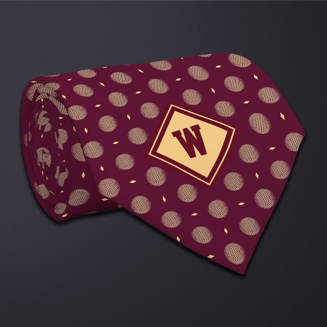 Burgundy Gold Golf Ball Ikon halsduk Slips (Skapare uppladdad)