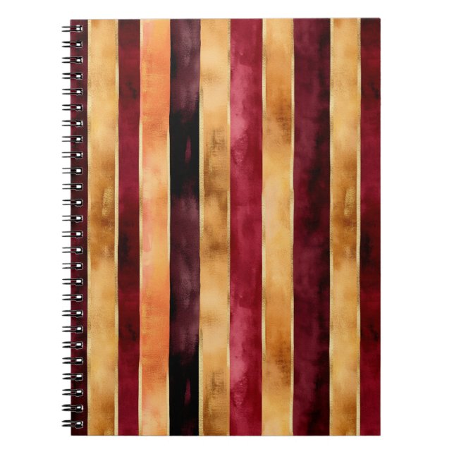 Burgundy Gold Persika Ränder   Anteckningsbok (Framsidan)