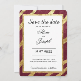 Burgundy Gold Simple Elegant Modern Save the Date Spara Datumet