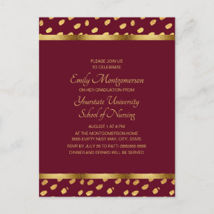 Burgundy Gold Sjuksköterskeskolans Examenfest Vykort