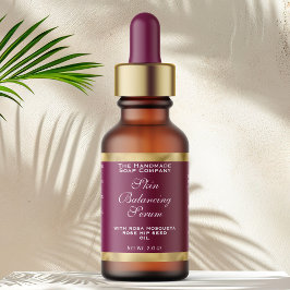 Burgundy Gold Small Dropper Bottle Label  Adressetikett