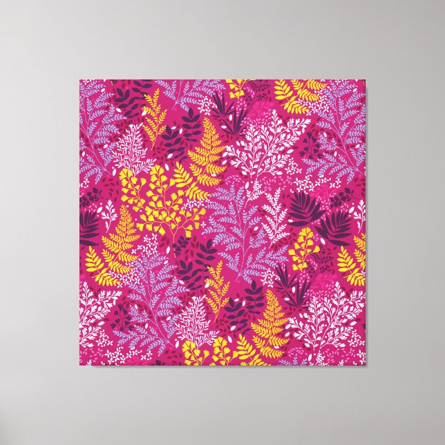 Burgundy Golden Autumn Forest Löv Canvastryck (Framsida)