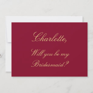 Burgundy Golden Beige Bridesmaid Frieri kort