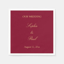 Burgundy Golden Beige Bröllop Napkins