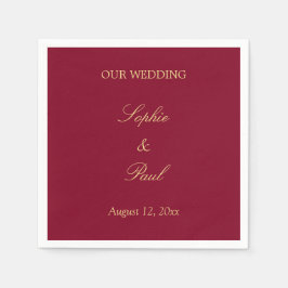 Burgundy Golden Beige Bröllop Napkins Pappersservett