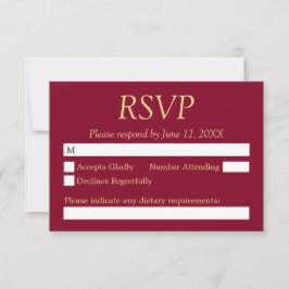 Burgundy Golden Beige Bröllop OSA Card Kort