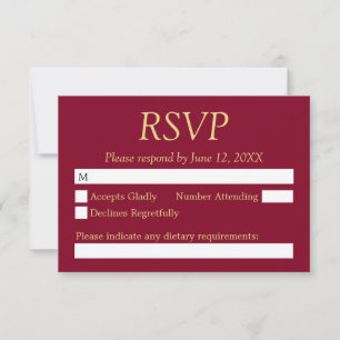 Burgundy Golden Beige Bröllop OSA Card Kort