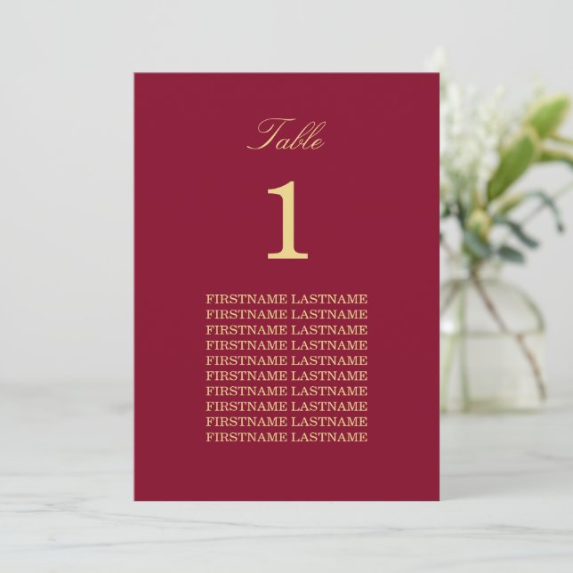 Burgundy Golden Beige Guest Namn Bord Card (Stående Fram)