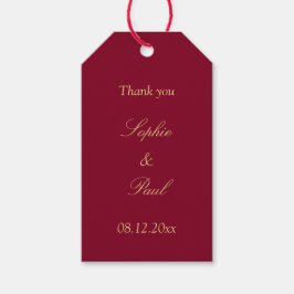 Burgundy Golden Beige Wedding Favor Tack Presentetikett