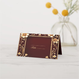 Burgundy Golden Floden Place Card Placeringskort