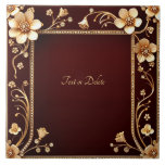 Burgundy Golden Flowers Ceramic Tile Kakelplatta<br><div class="desc">Keramiska plattan för vackra Burgundy Golden Flowers</div>