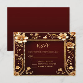 Burgundy Golden Flowers OSA kort