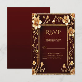 Burgundy Golden Flowers OSA kort