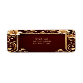 Burgundy Golden Flowers Retur Adressetikett Returadress Etikett