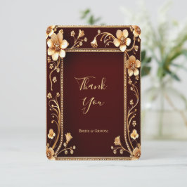 Burgundy Golden Flowers - tackkort Tack Kort