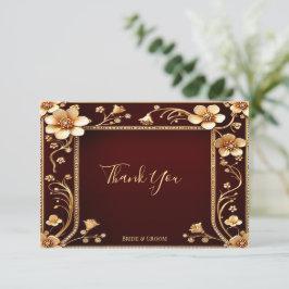 Burgundy Golden Flowers - tackkort Tack Kort