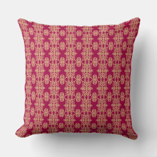 Burgundy & Golden Sand Geometrisk Form Mönster Kudde