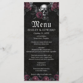 Burgundy Gothic Blommigt Skull Halloween Bröllop Meny