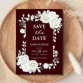 Burgundy Gothic Roses Wedding Save The Date Card Inbjudningar