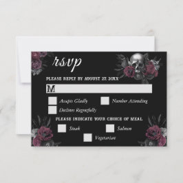 Burgundy Gothy Blommigt Skull-Bröllop OSA