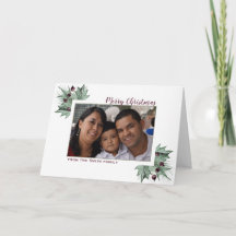 Burgundy Gräs & Holly-julkort Helgdag Card