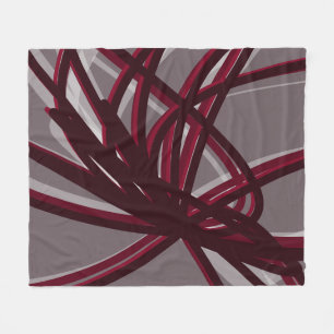 Burgundy & Grått Abstrakt Rosett band Fleecefilt