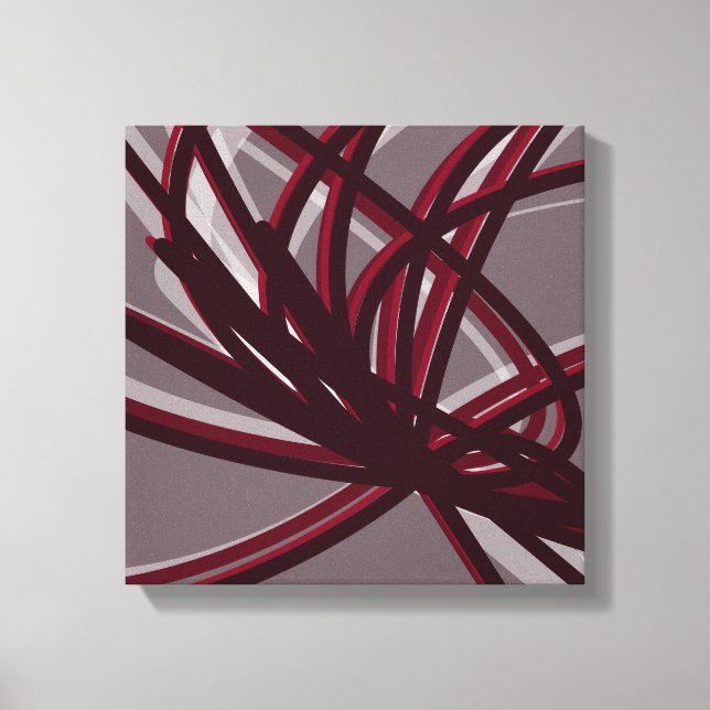 Burgundy & Grått Abstrakt Rosett band | Skuggor oc Canvastryck (Framsida)