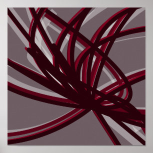 Burgundy & Grått Abstrakt Rosett band Skuggor oc Poster