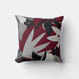 Burgundy & Grått Artistic Abstrakt Löv Kudde