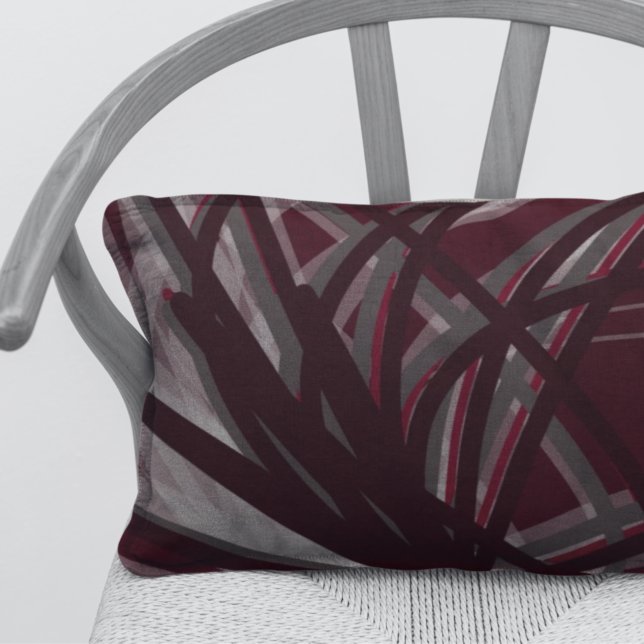 Burgundy & Grått Artistic Abstrakt - menyfliksdesi Lumbarkudde (Skapare uppladdad)