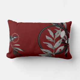 Burgundy & Grått Artistic Watercolor Löv Lumbarkudde