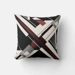 Burgundy Grått Black Beige Crisscross Abstrakt Art Kudde