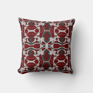 Burgundy Grått Black Regal Ornate Large Mosaics Kudde