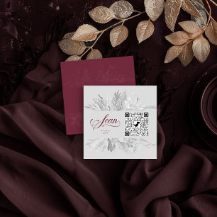 Burgundy Grått Botanisk Online OSA QR Kod Tilläggskort