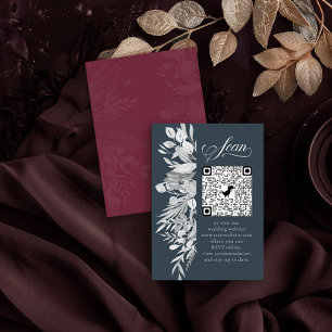 Burgundy Grått Botanisk Online OSA QR Kod Tilläggskort
