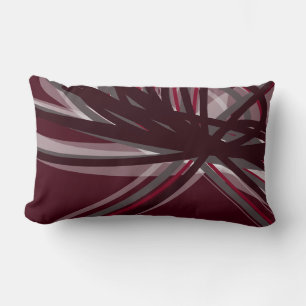 Burgundy & Grått Elegant Rosett band Lumbar Pillo Lumbarkudde