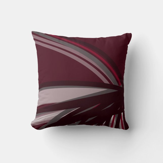 Burgundy & Grått Modern ekologisk linjär design Kudde (Framsida)