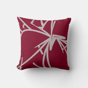 Burgundy & Grått Modern Elegant Abstrakt Bamboo Kudde
