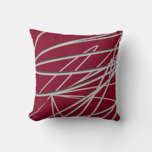 Burgundy & Grått Modern Elegant Abstrakt Kudde