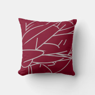 Burgundy & Grått Modern Elegant Abstrakt ludd Kudde