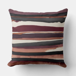 Burgundy grått och kräm abstrakt rand kudde