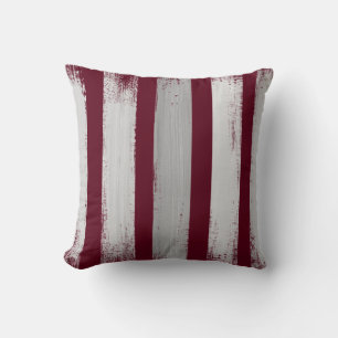 Burgundy & Grått Stripe-penseldrag Dekorativ kudde