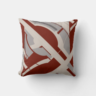 Burgundy Grått Taupe Diagonal Design Kudde