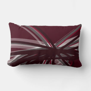 Burgundy Grått & White Artistic Abstrakt Rosett ba Lumbarkudde