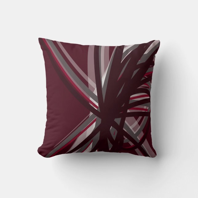 Burgundy Grått & White Criss Kor Ribbon Design Kudde (Framsida)