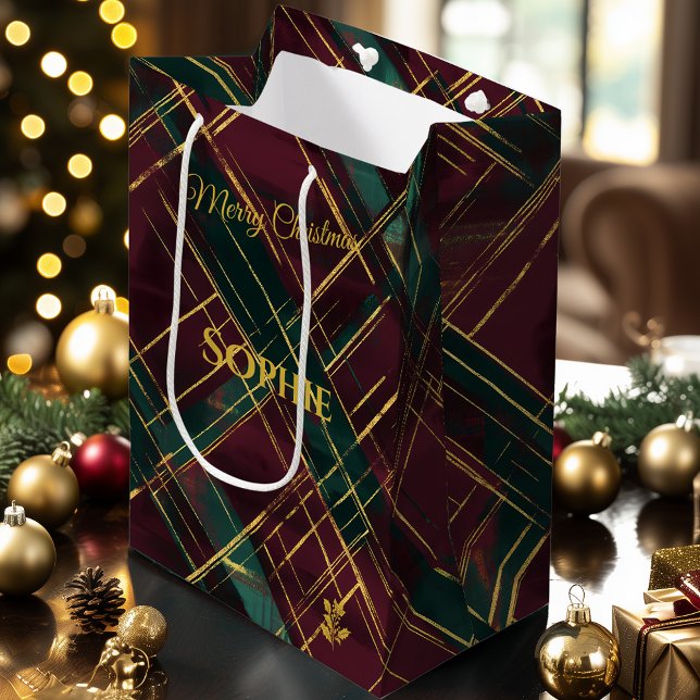 Burgundy, Green, and Gold Abstract Plaid Christmas (Skapare uppladdad)