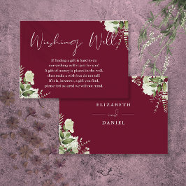 Burgundy Greenery Blommigt Wishing well Bröllop Tilläggskort