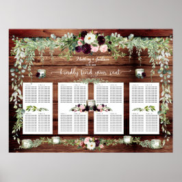 Burgundy Greenery Garland 160 gästsittande Poster
